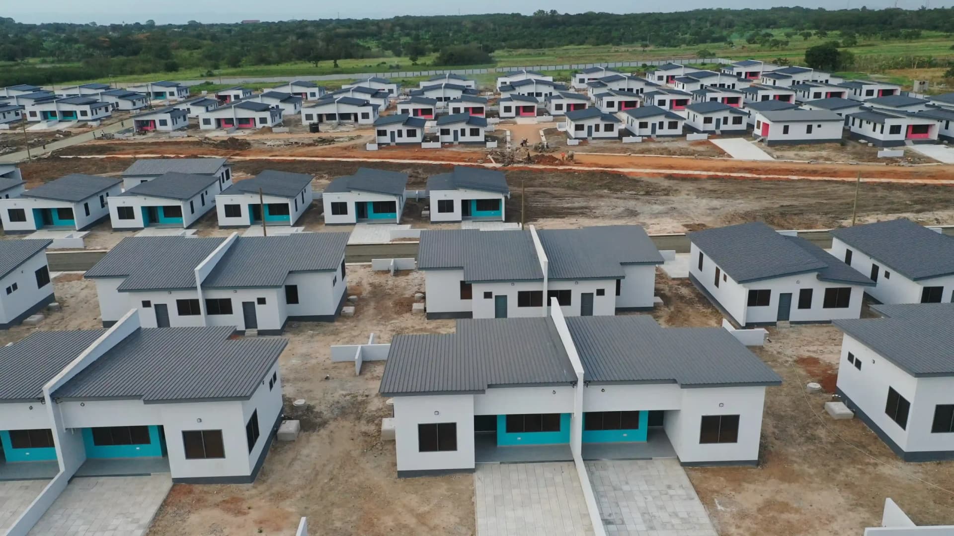 Aerial view of a residential housing estate in Ghana