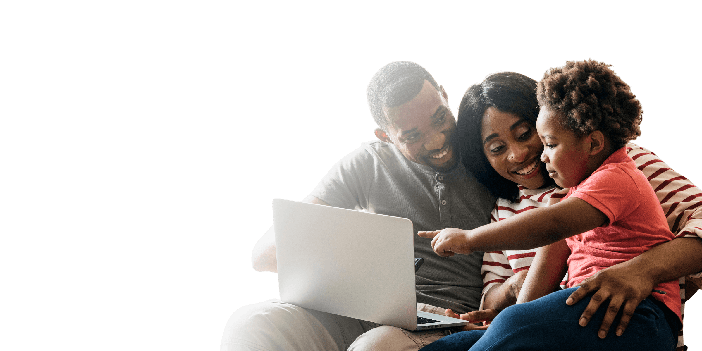 Family exploring rent financing options together on a laptop